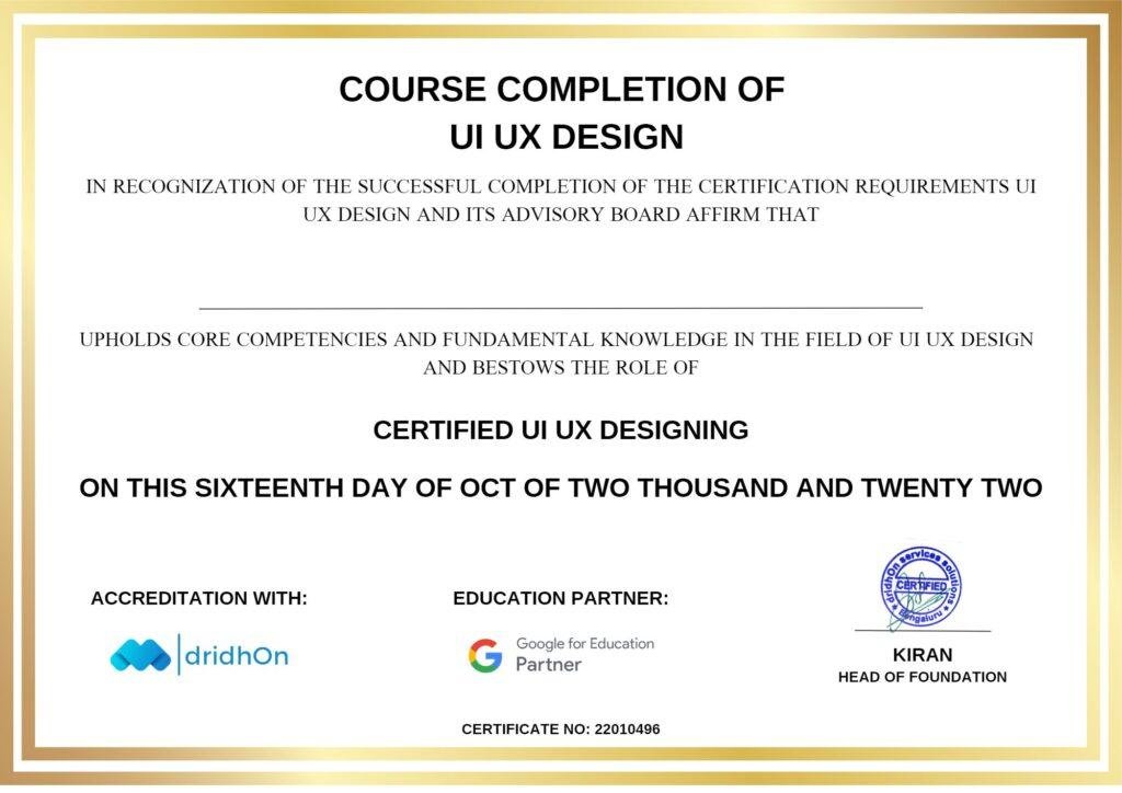 UI UX design course with UI UX certification