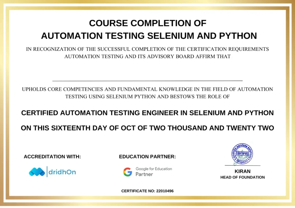 Automation testing course in chennai